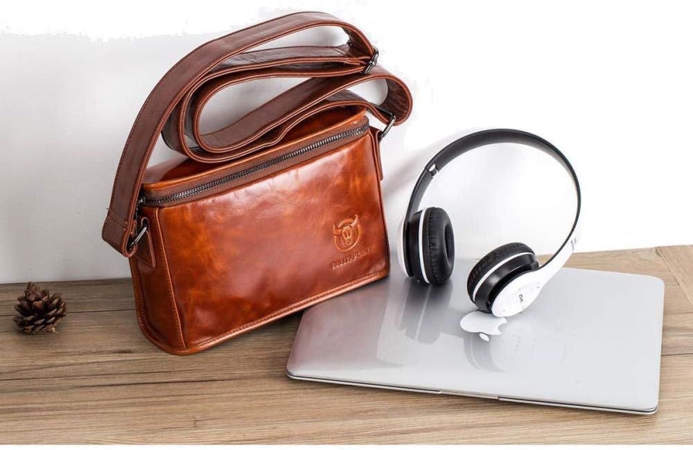 Men Casual Messenger Bags Genuine Leather Shoulder Ipad Tablet Bag Brown