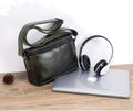 Men Casual Messenger Bags Genuine Leather Shoulder Ipad Tablet Bag Green