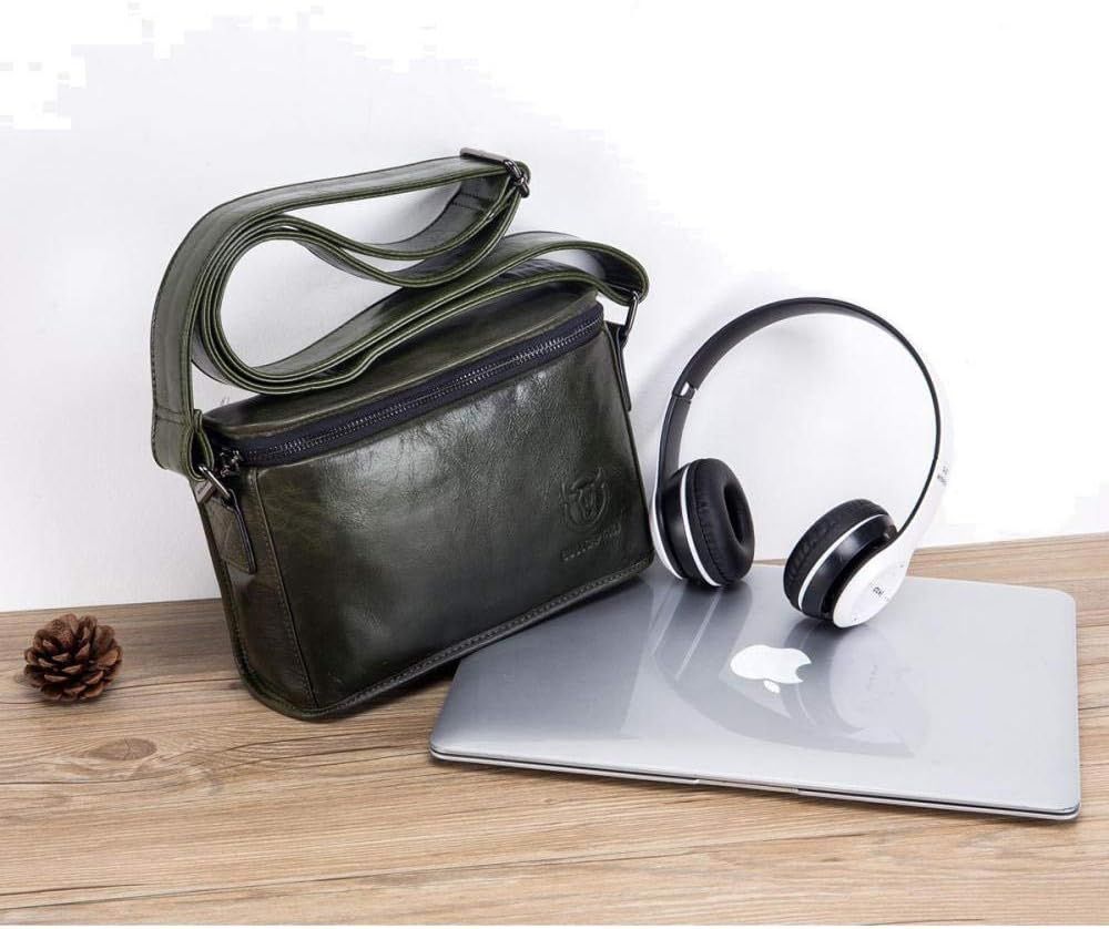Men Casual Messenger Bags Genuine Leather Shoulder Ipad Tablet Bag Green