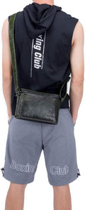 Men Casual Messenger Bags Genuine Leather Shoulder Ipad Tablet Bag Green