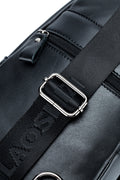 Men Chest Bags Genuine Cow Leather with Charge Port Shoulder Bag Black