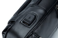 Men Chest Bags Genuine Cow Leather with Charge Port Shoulder Bag Black