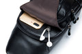 Men Chest Bags Genuine Cow Leather with Charge Port Shoulder Bag Black
