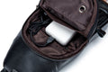 Men Chest Bags Genuine Cow Leather with Charge Port Shoulder Bag Black