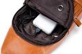 Men Chest Bags Genuine Cow Leather with Charge Port Shoulder Bag Brown