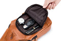 Men Chest Bags Genuine Cow Leather with Charge Port Shoulder Bag Brown