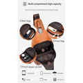 Men Chest Bags Genuine Cow Leather with Charge Port Shoulder Bag Brown