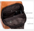 Men Chest Bags Genuine Cow Leather with Charge Port Shoulder Bag Brown