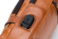 Men Chest Bags Genuine Cow Leather with Charge Port Shoulder Bag Brown