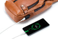 Men Chest Bags Genuine Cow Leather with Charge Port Shoulder Bag Brown