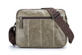 Men Genuine Leaher 10 Inch Laptop Waterproof Zipper Shoulder Messenger Bag Beige