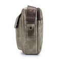 Men Genuine Leaher 10 Inch Laptop Waterproof Zipper Shoulder Messenger Bag Beige