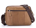 Men Genuine Leaher 10 Inch Laptop Waterproof Zipper Shoulder Messenger Bag Brown