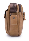 Men Genuine Leaher 10 Inch Laptop Waterproof Zipper Shoulder Messenger Bag Brown