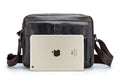 Men Genuine Leaher 10 Inch Laptop Waterproof Zipper Shoulder Messenger Bag Iron
