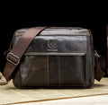 Men Genuine Leaher 10 Inch Laptop Waterproof Zipper Shoulder Messenger Bag Iron