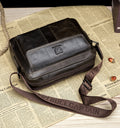 Men Genuine Leaher 10 Inch Laptop Waterproof Zipper Shoulder Messenger Bag Iron