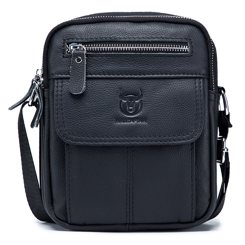 Men Genuine Leather Bags Shoulder Everyday Casual Messenger Handbag Black