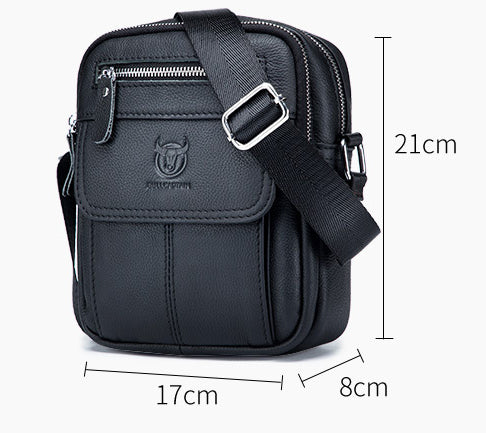 Men Genuine Leather Bags Shoulder Everyday Casual Messenger Handbag Black