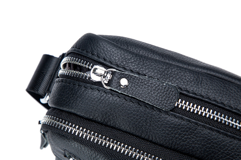 Men Genuine Leather Bags Shoulder Everyday Casual Messenger Handbag Black