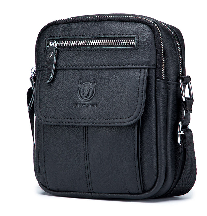 Men Genuine Leather Bags Shoulder Everyday Casual Messenger Handbag Black