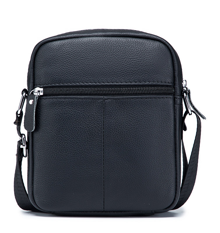 Men Genuine Leather Bags Shoulder Everyday Casual Messenger Handbag Black