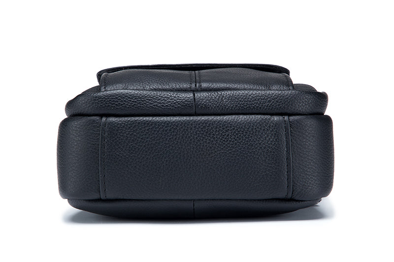 Men Genuine Leather Bags Shoulder Everyday Casual Messenger Handbag Black