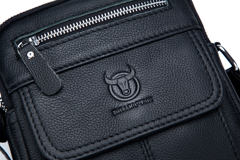 Men Genuine Leather Bags Shoulder Everyday Casual Messenger Handbag Black