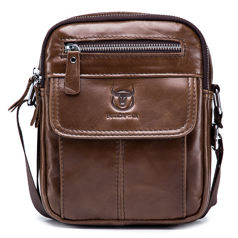 Men Genuine Leather Bags Shoulder Everyday Casual Messenger Handbag Brown