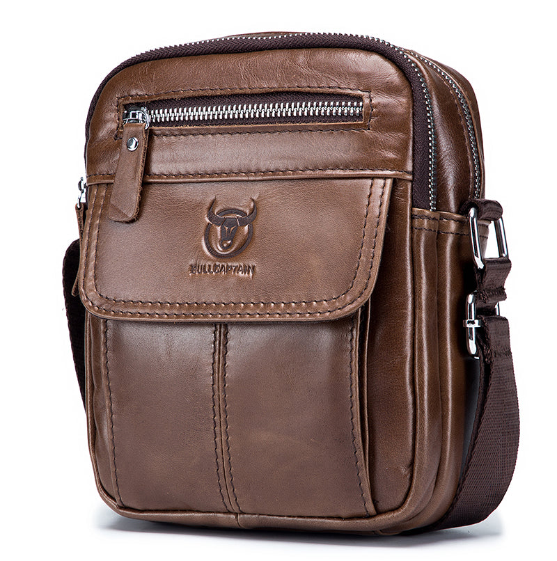 Men Genuine Leather Bags Shoulder Everyday Casual Messenger Handbag Brown