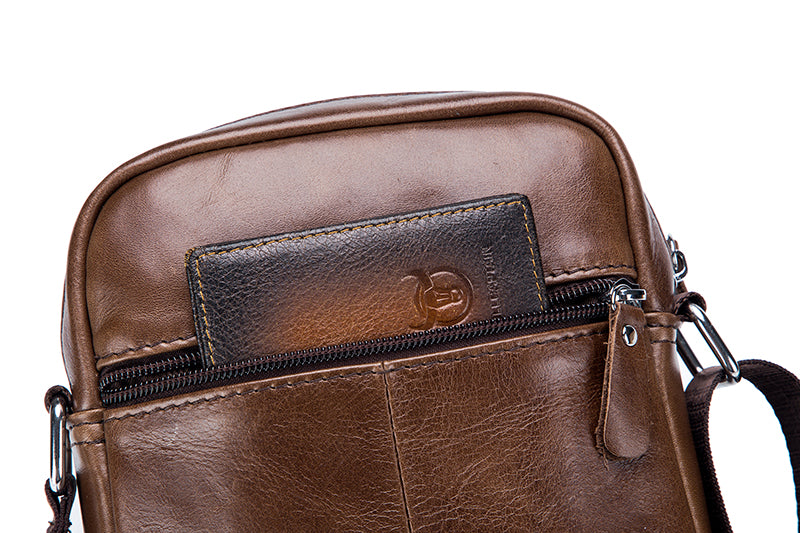 Men Genuine Leather Bags Shoulder Everyday Casual Messenger Handbag Brown