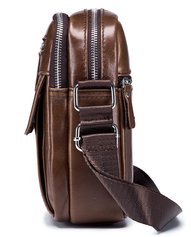 Men Genuine Leather Bags Shoulder Everyday Casual Messenger Handbag Brown