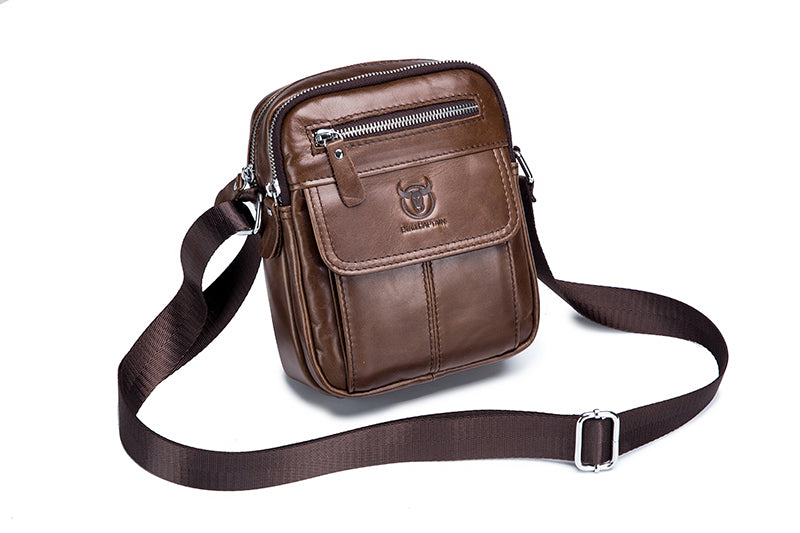 Men Genuine Leather Bags Shoulder Everyday Casual Messenger Handbag Brown