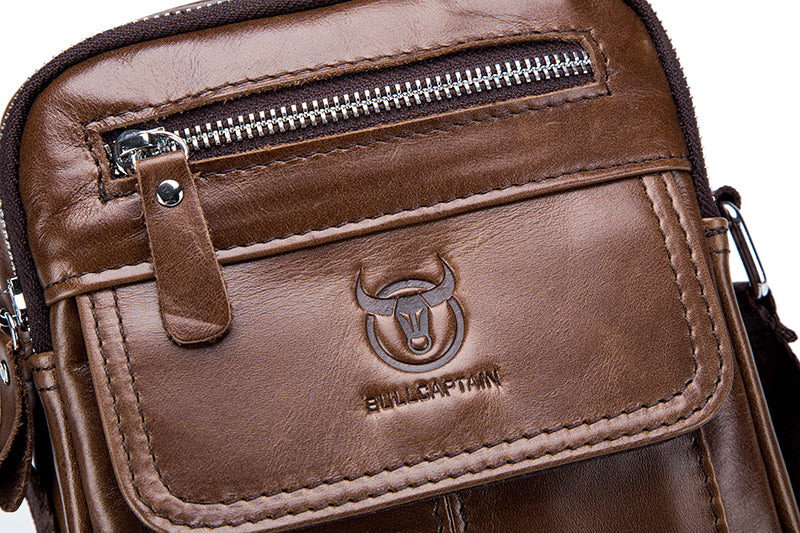 Men Genuine Leather Bags Shoulder Everyday Casual Messenger Handbag Brown