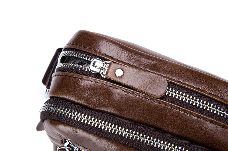 Men Genuine Leather Bags Shoulder Everyday Casual Messenger Handbag Brown