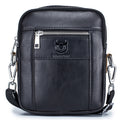 Men Genuine Leather Casual Small Shoulder Messenge Business Crossbody Bag Black