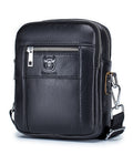 Men Genuine Leather Casual Small Shoulder Messenge Business Crossbody Bag Black