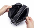 Men Genuine Leather Casual Small Shoulder Messenge Business Crossbody Bag Black