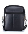 Men Genuine Leather Casual Small Shoulder Messenge Business Crossbody Bag Black