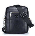 Men Genuine Leather Casual Small Shoulder Messenge Business Crossbody Bag Black