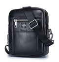 Men Genuine Leather Casual Small Shoulder Messenge Business Crossbody Bag Black