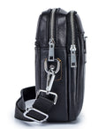Men Genuine Leather Casual Small Shoulder Messenge Business Crossbody Bag Black