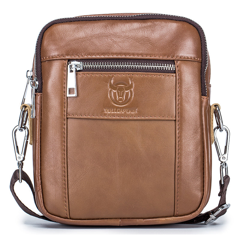 Men Genuine Leather Casual Small Shoulder Messenge Business Crossbody Bag Brown