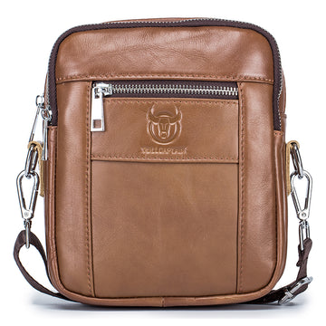 Men Genuine Leather Casual Small Shoulder Messenge Business Crossbody Bag Brown