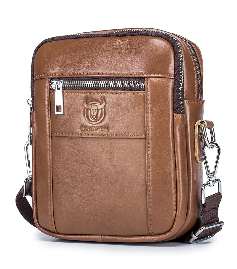 Men Genuine Leather Casual Small Shoulder Messenge Business Crossbody Bag Brown