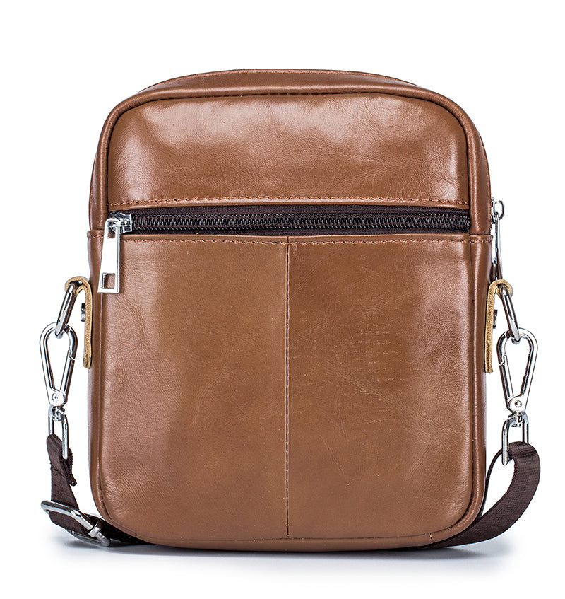 Men Genuine Leather Casual Small Shoulder Messenge Business Crossbody Bag Brown