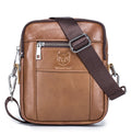 Men Genuine Leather Casual Small Shoulder Messenge Business Crossbody Bag Brown