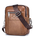 Men Genuine Leather Casual Small Shoulder Messenge Business Crossbody Bag Brown