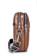 Men Genuine Leather Casual Small Shoulder Messenge Business Crossbody Bag Brown