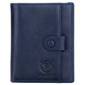 Men Genuine Leather Short Bifold Wallet with Zipper Minimalist Purse Blue